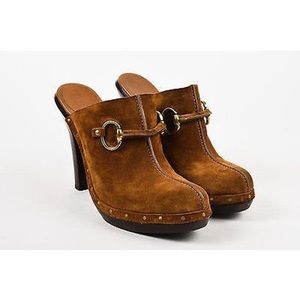 Auth Gucci Horsebit Suede Mule